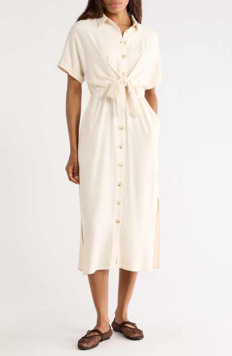 FRNCH Alienor Short Sleeve Tie Waist Shirtdress