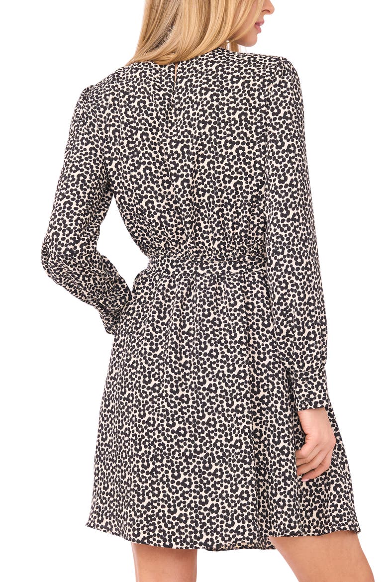 Flower Print Long Sleeve Smock Neck Dress, Alternate, color, BIRCH