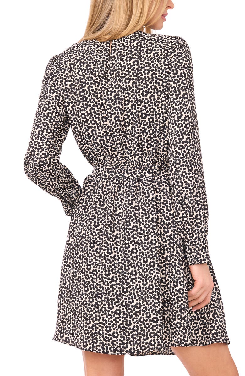 Halogen<sup>®</sup> Flower Print Long Sleeve Smock Neck Dress, Alternate, color, Birch