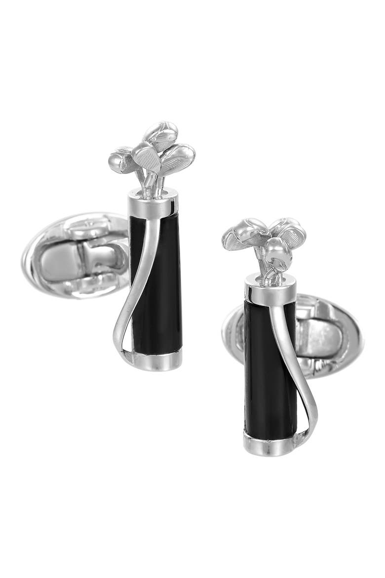Golf Bag and Clubs Gemstone Sterling Cufflinks, Main, color, NO COLOR