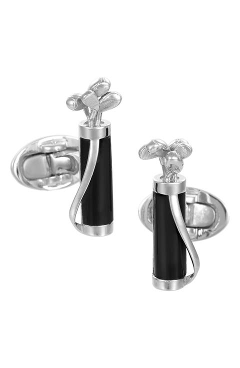 Golf Bag and Clubs Gemstone Sterling Cufflinks