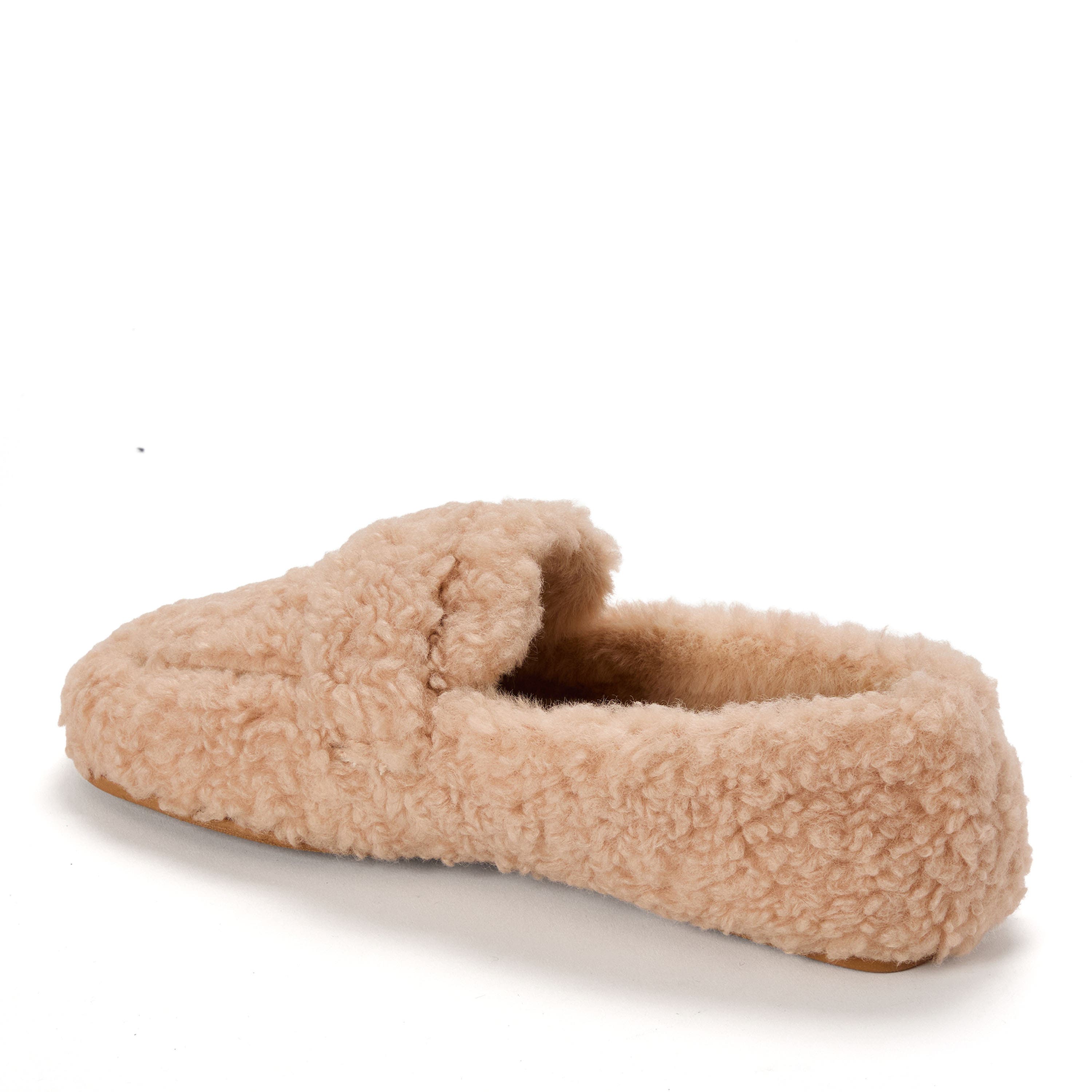 DEARFOAMS Madeline Luxe Teddy Loafer Slipper, Alternate, color, Latte
