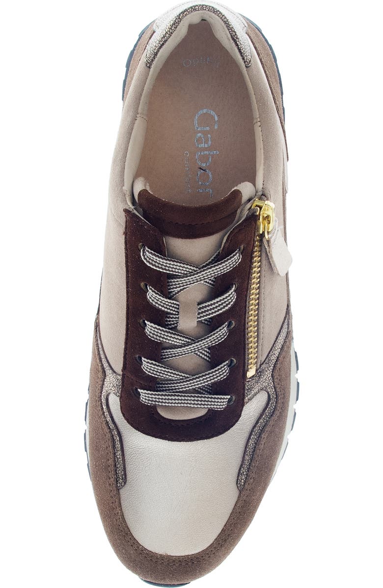 Gabor Leather Zip Sneaker, Alternate, color, Cacao