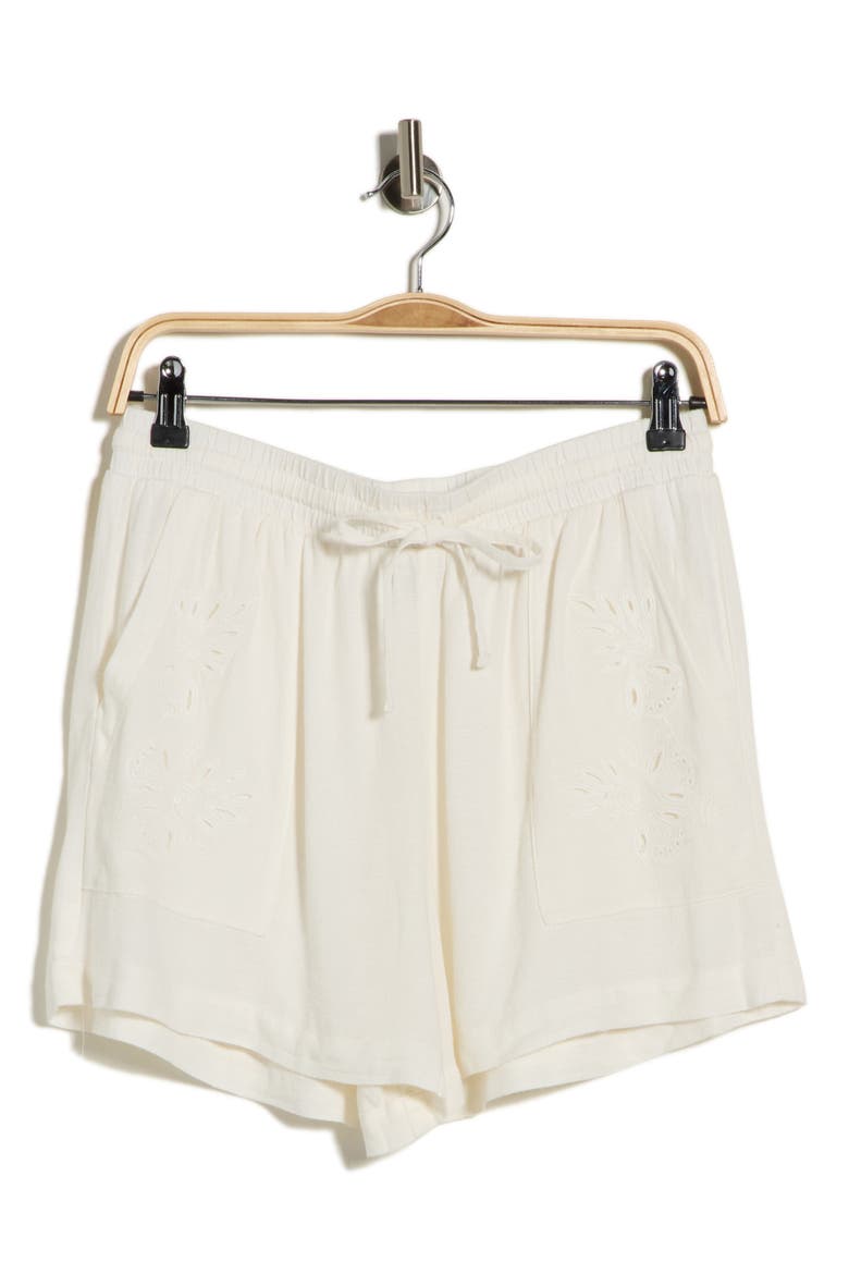 Cayden Embroidered Shorts, Alternate, color, PAPER WHITE