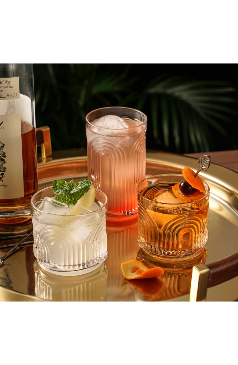 Viski Deco Beau Crystal Highball Glasses Set of 4, Alternate, color, Clear