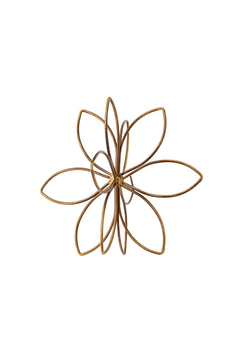 Open Flower Decorative Accent Bronze Metal, Alternate, color, Brown