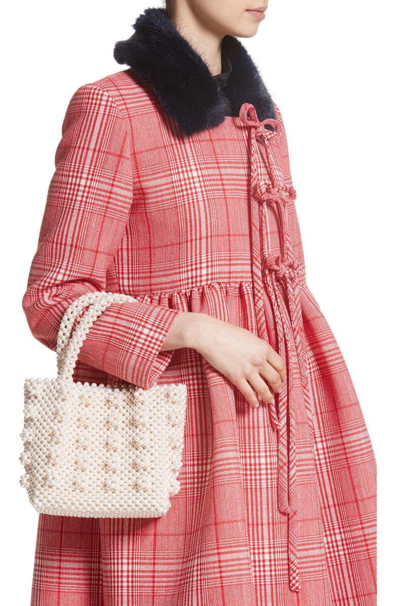 Shrimps Antonia Small Imitation Pearl Beaded Handbag, Alternate, color,