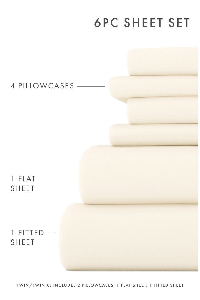 Premium Ultra Soft 6 Piece Microfiber Solid Sheet Set, Alternate, color, IVORY