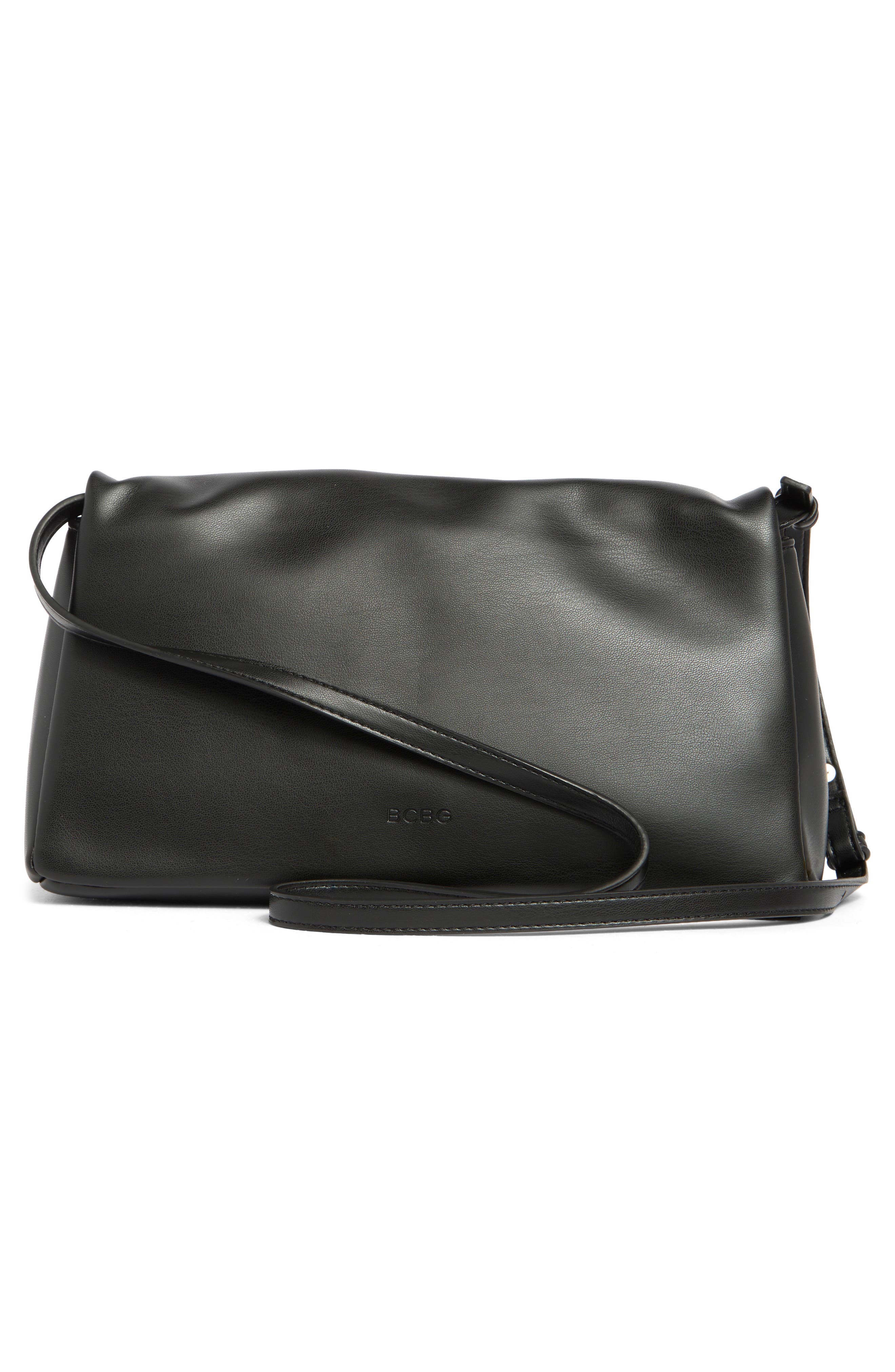 BCBG Pleated Flap Shoulder Bag, Alternate, color, Black