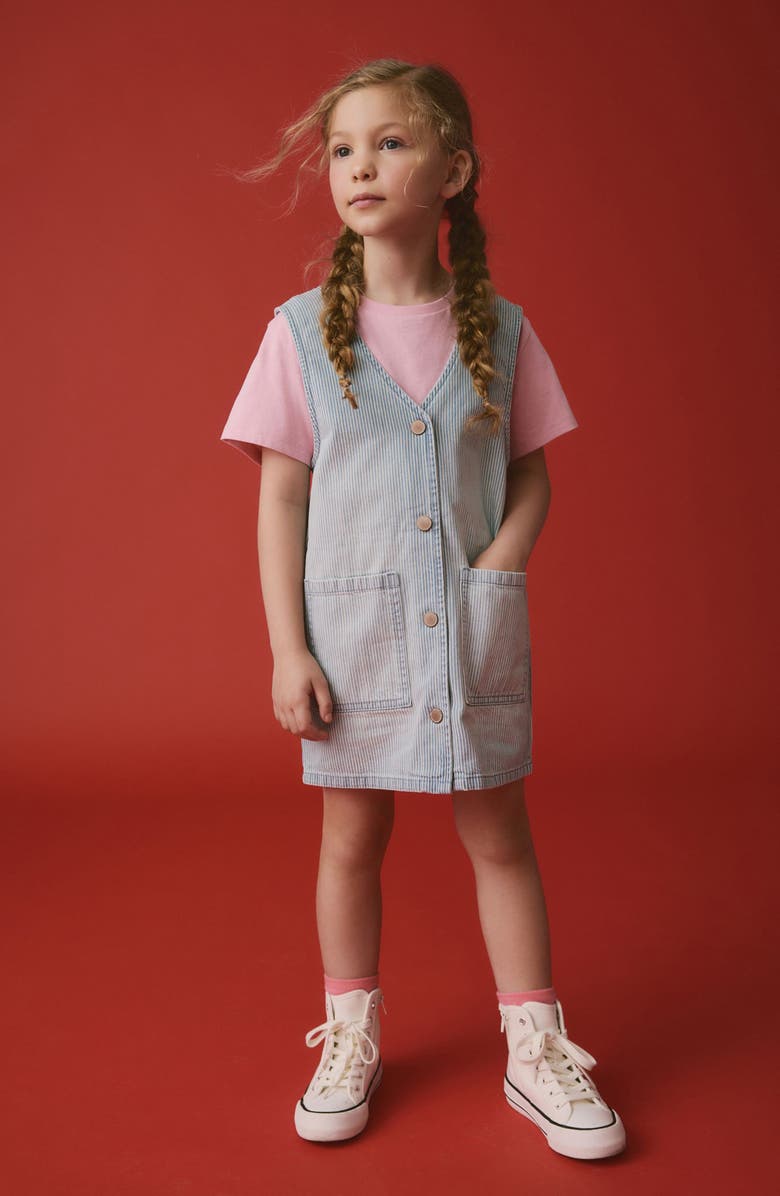 NEXT Kids' Sleeveless Denim Dress & T-Shirt Set, Alternate, color, 