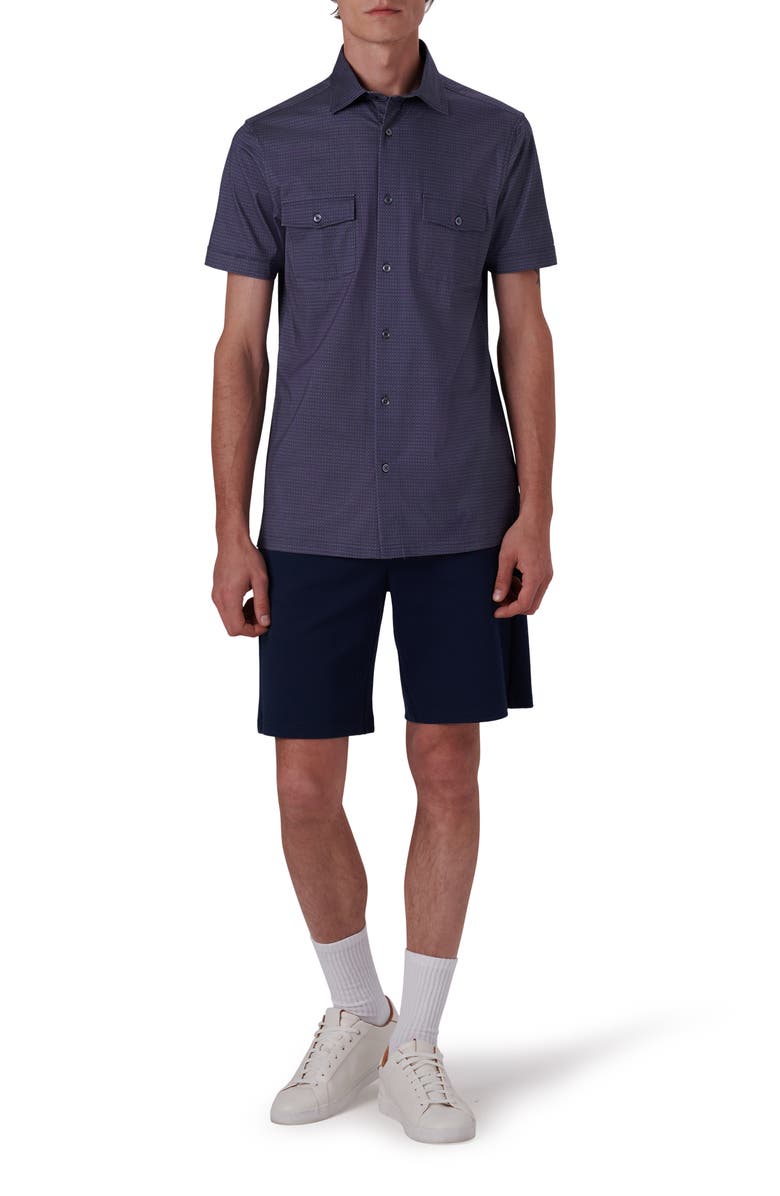 Bugatchi OoohCotton<sup>®</sup> Medallion Print Short Sleeve Button-Up Shirt, Alternate, color, 