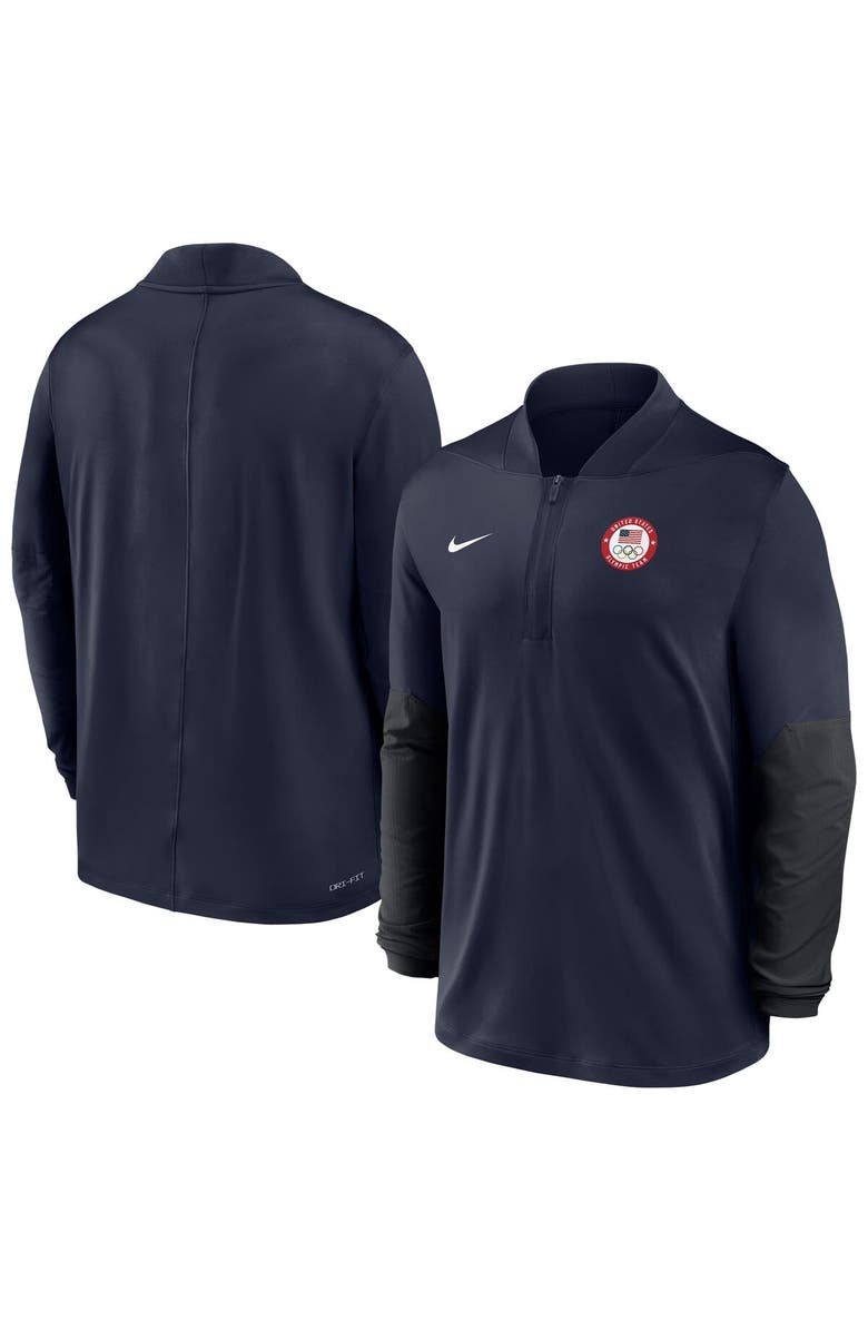 Nike Men's Nike Navy Team USA Dri-FIT Half-Zip Pullover, Main, color, Navy