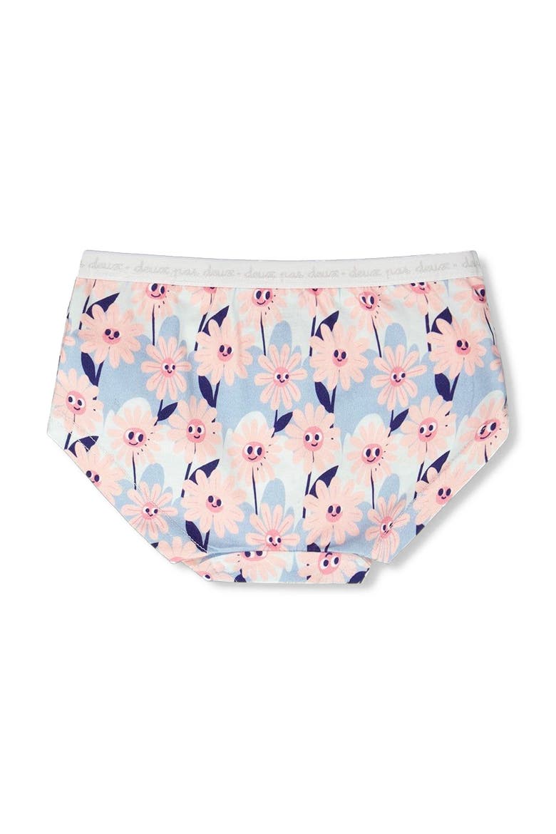 Organic Cotton Smiling Flower Boyshort Panty, Alternate, color, Blue Smiling Flower Print