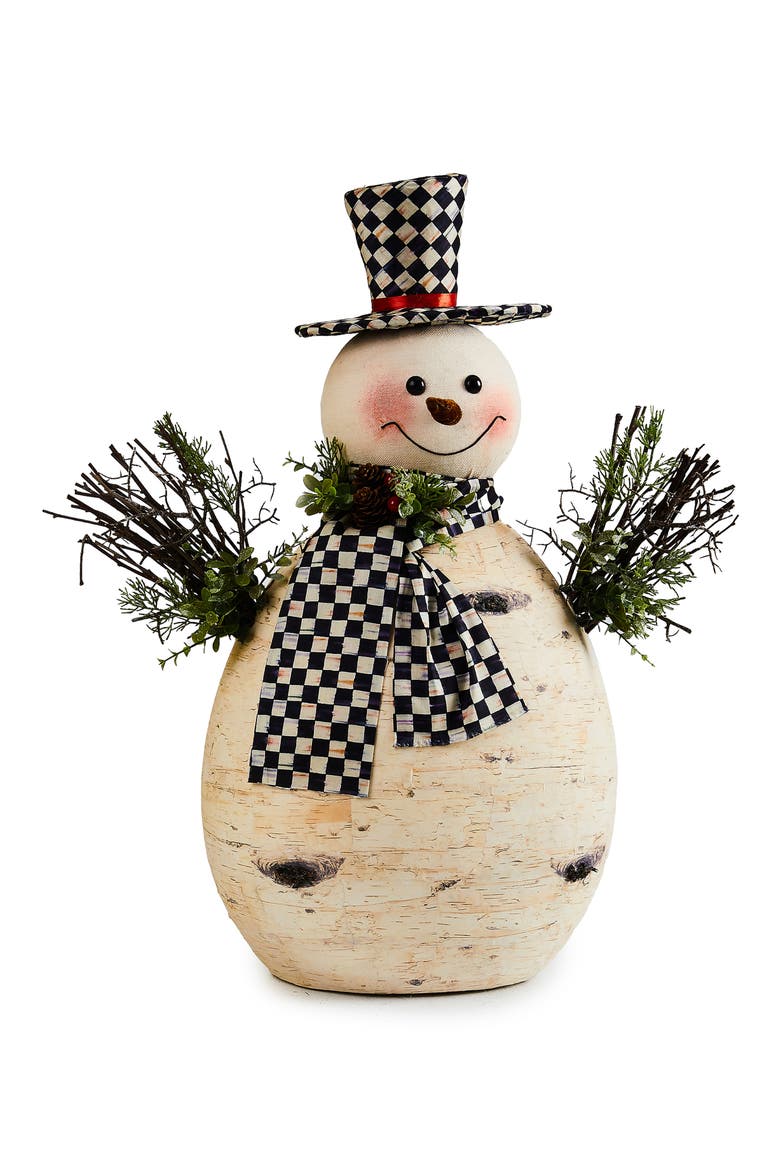 Farmhouse Holiday Large Birch Snowman Ornament, Main, color, WHITE