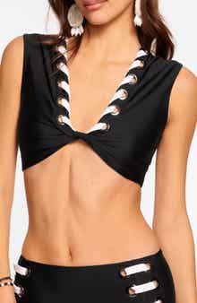 Ramy Brook Dorothea Twisted Lace-Up Bikini Top