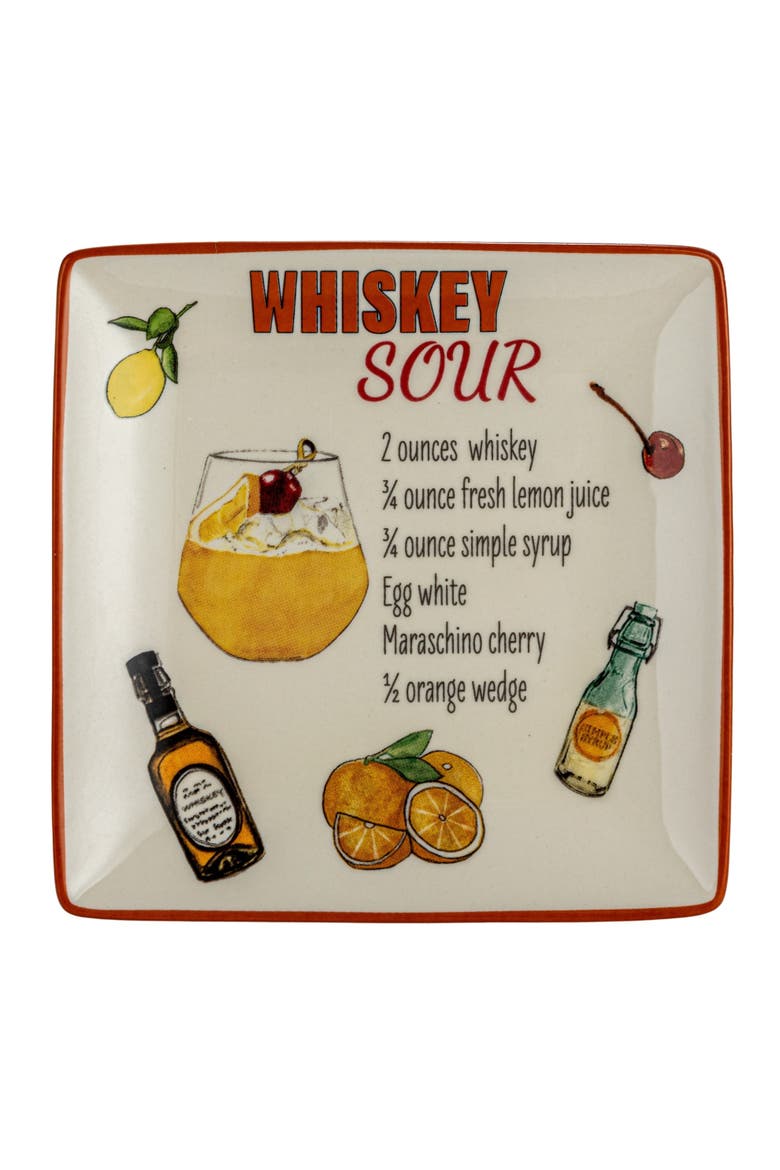 Plate Set with Cocktail Recipes, Alternate, color, White