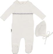 Manière Embroidered Yoke Footie & Hat Set