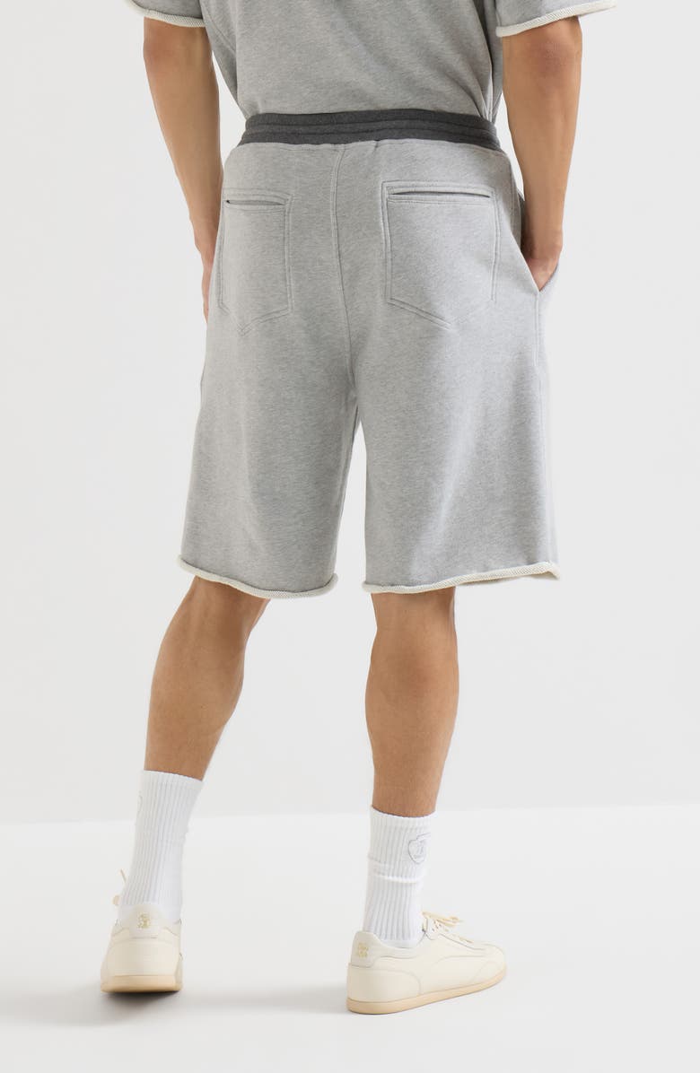 Brunello Cucinelli Cotton French terry Bermuda shorts with embroidery, Alternate, color, Grey
