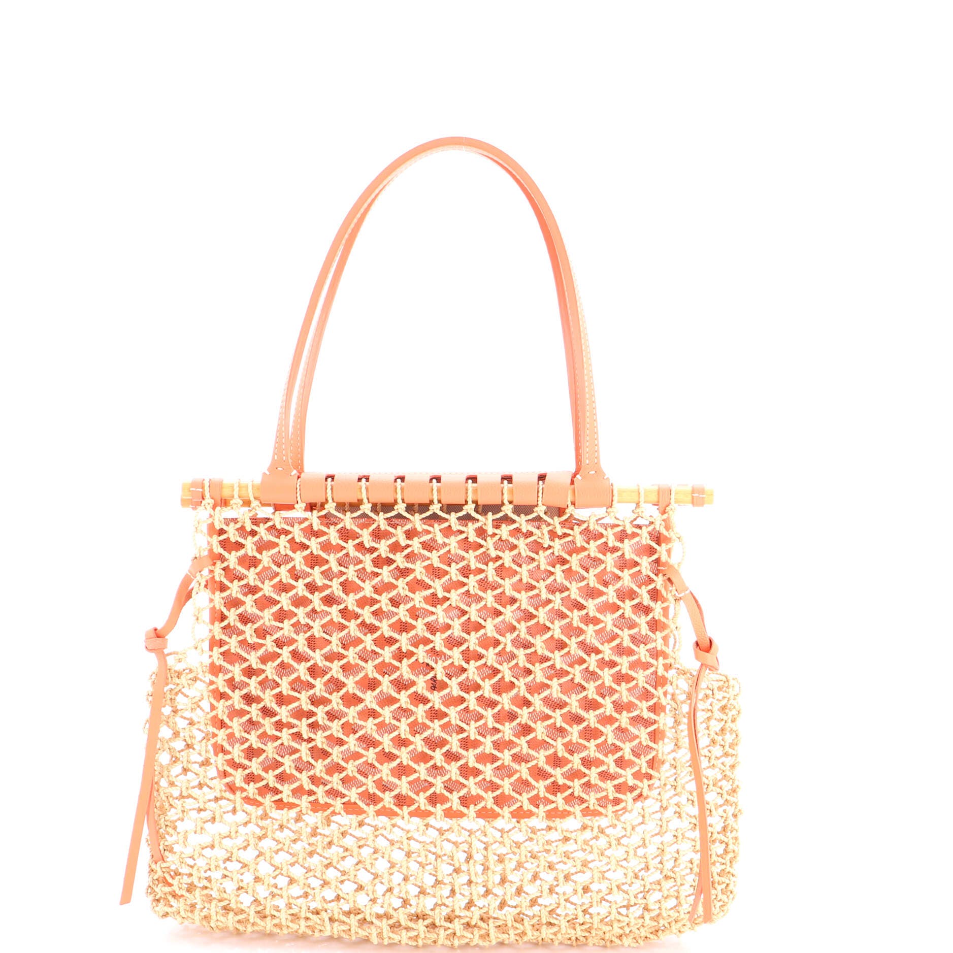 Pre-Owned Goyard Aligre Bag Raffia Net with Coated Canvas, Alternate, color, Pink
