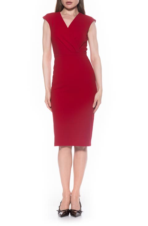 Essence Cap Sleeve Midi Sheath Dress