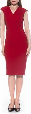 Alexia Admor Essence Cap Sleeve Midi Sheath Dress