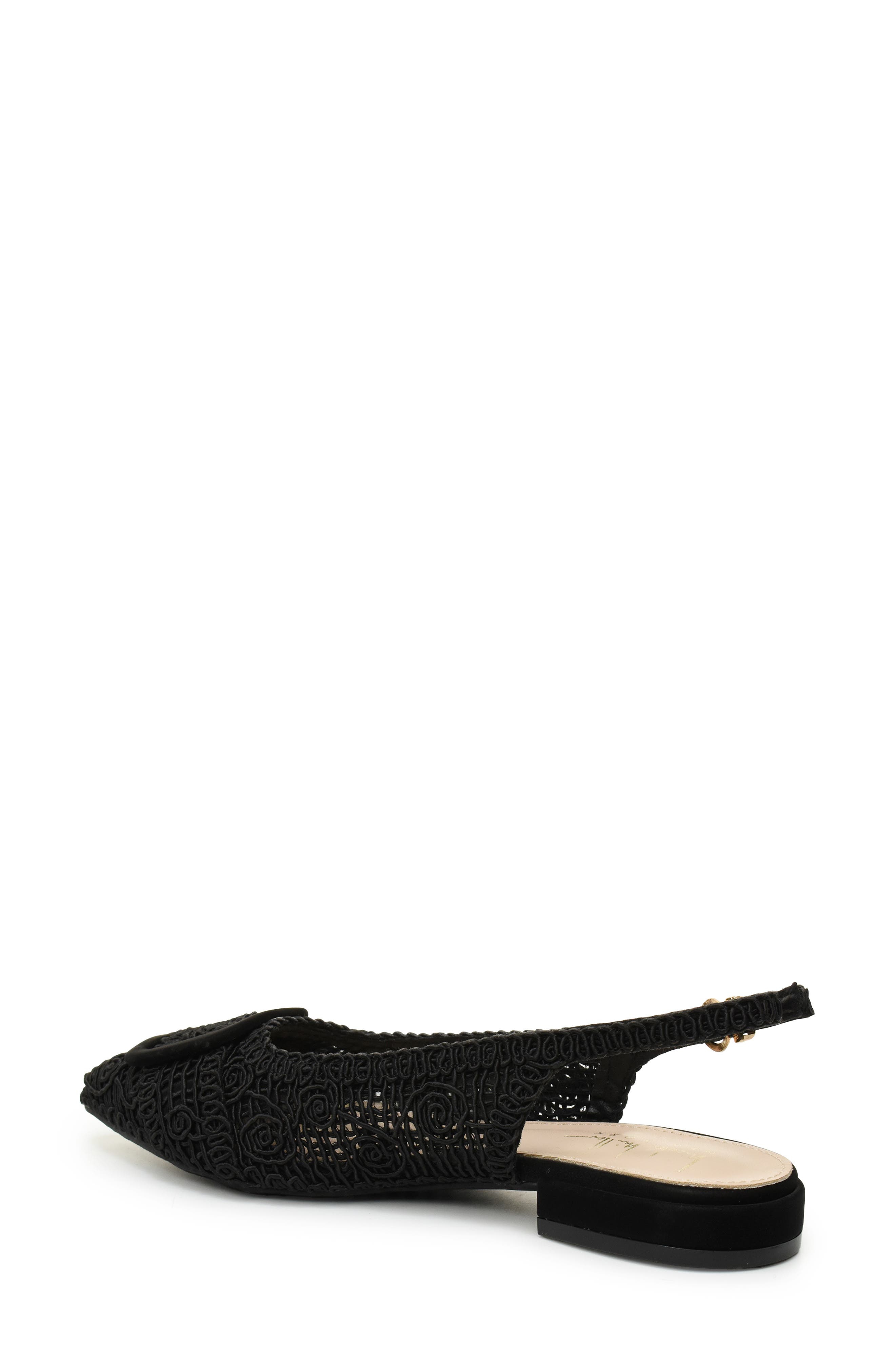 Nicole Miller Embroidered Slingback Flat, Alternate, color, Black