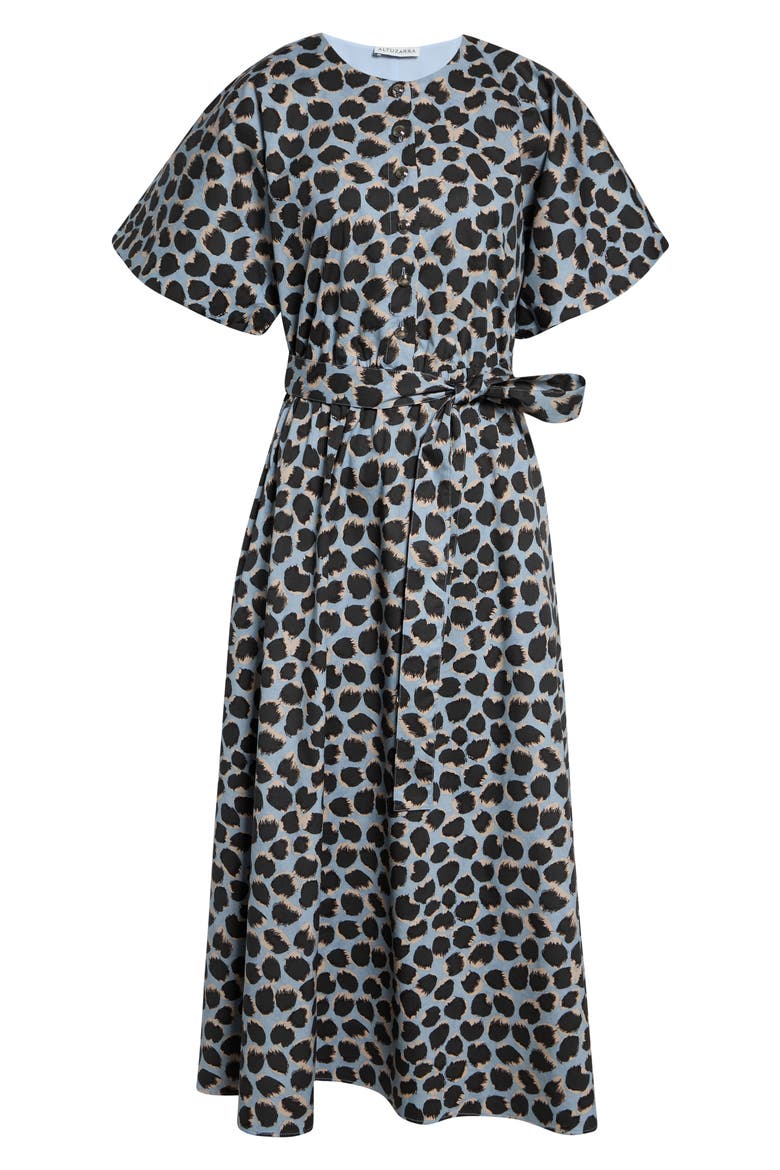 Paulina Belted Stretch Cotton Shirtdress, Alternate, color, VAPOR SPOTTED LEOPAR