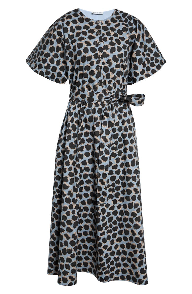 Altuzarra Paulina Belted Stretch Cotton Shirtdress, Main, color, Vapor Spotted Leopar
