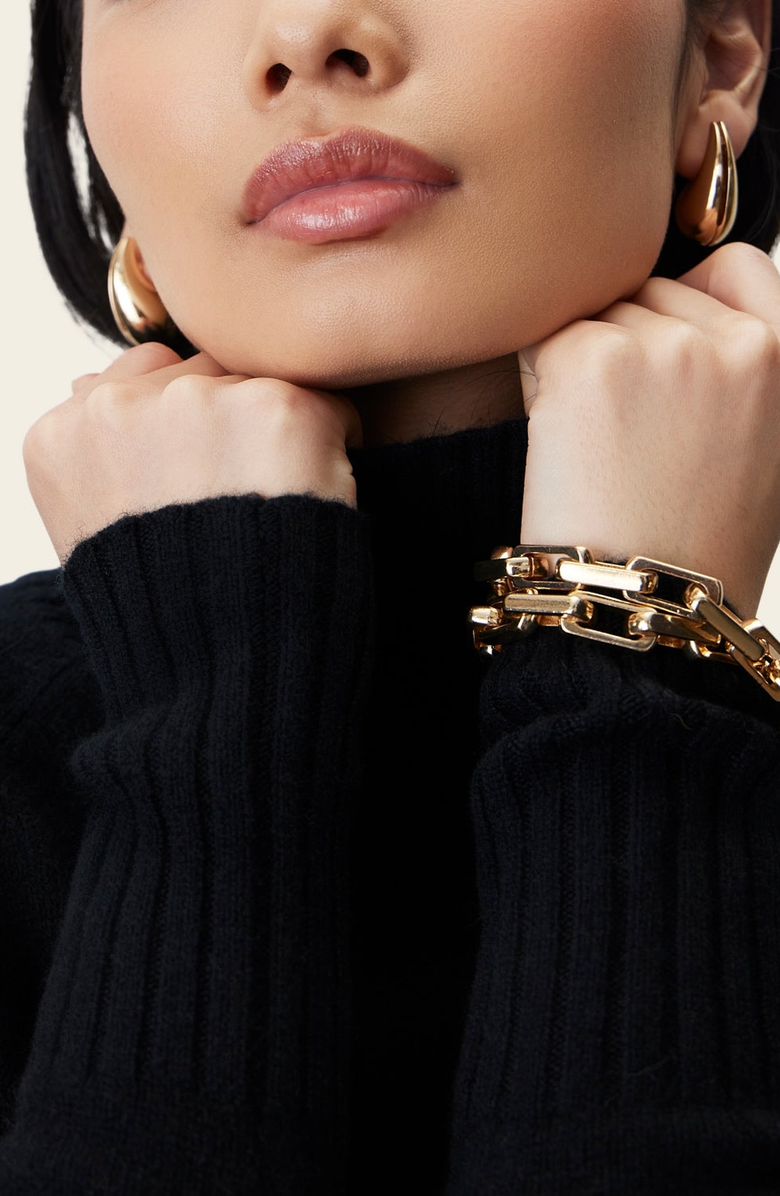 Italic Emma Cashmere Relaxed Turtleneck Sweater, Alternate, color, Black