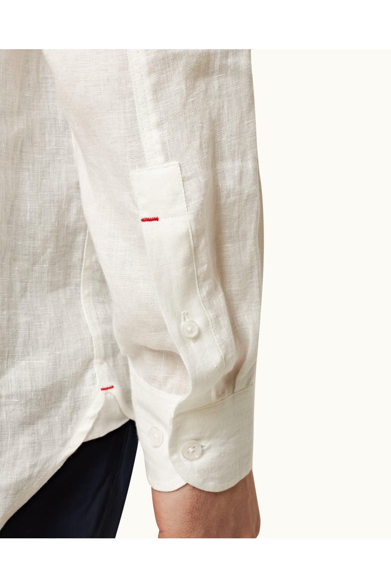 Justin Lino Relaxed Fit Classic Collar Italian Linen Shirt, Alternate, color, White