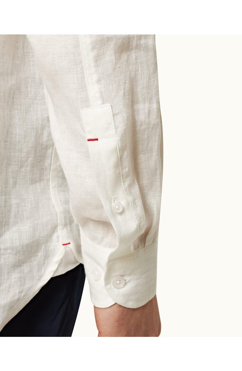 Orlebar Brown Justin Lino Relaxed Fit Classic Collar Italian Linen Shirt, Alternate, color, White