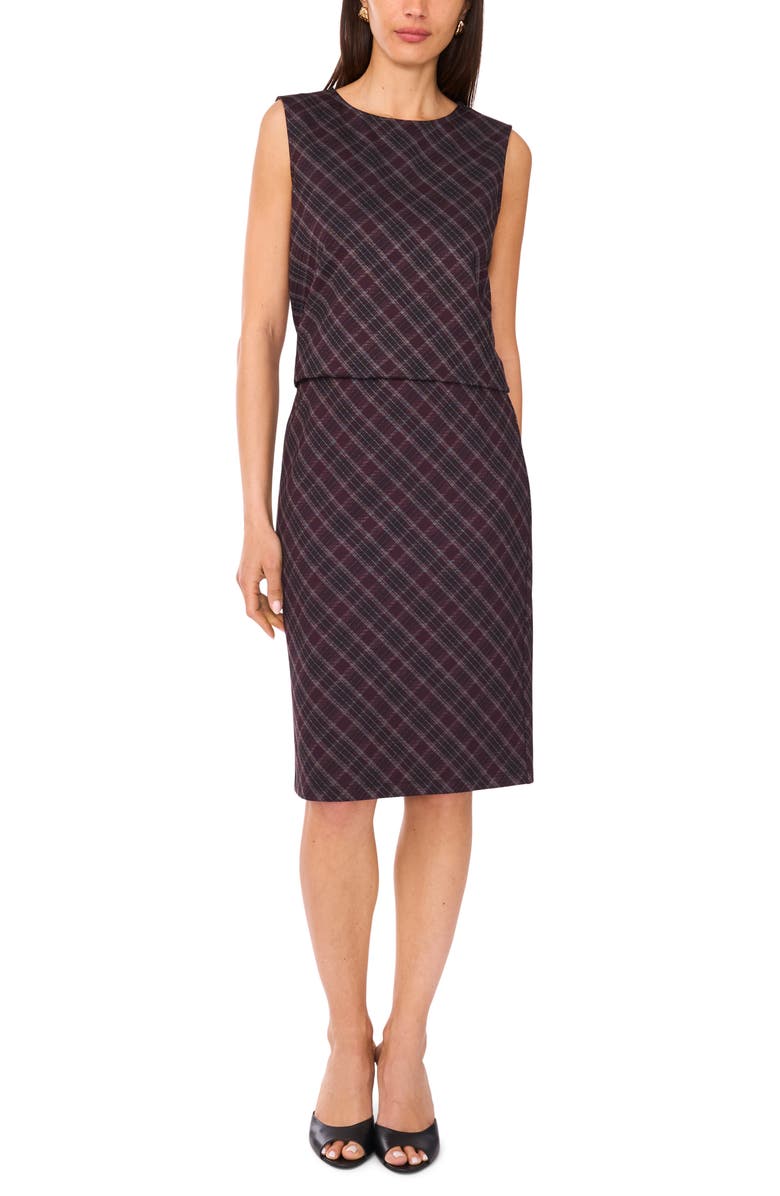 Vince Camuto Plaid Pencil Skirt, Alternate, color, Rich Black