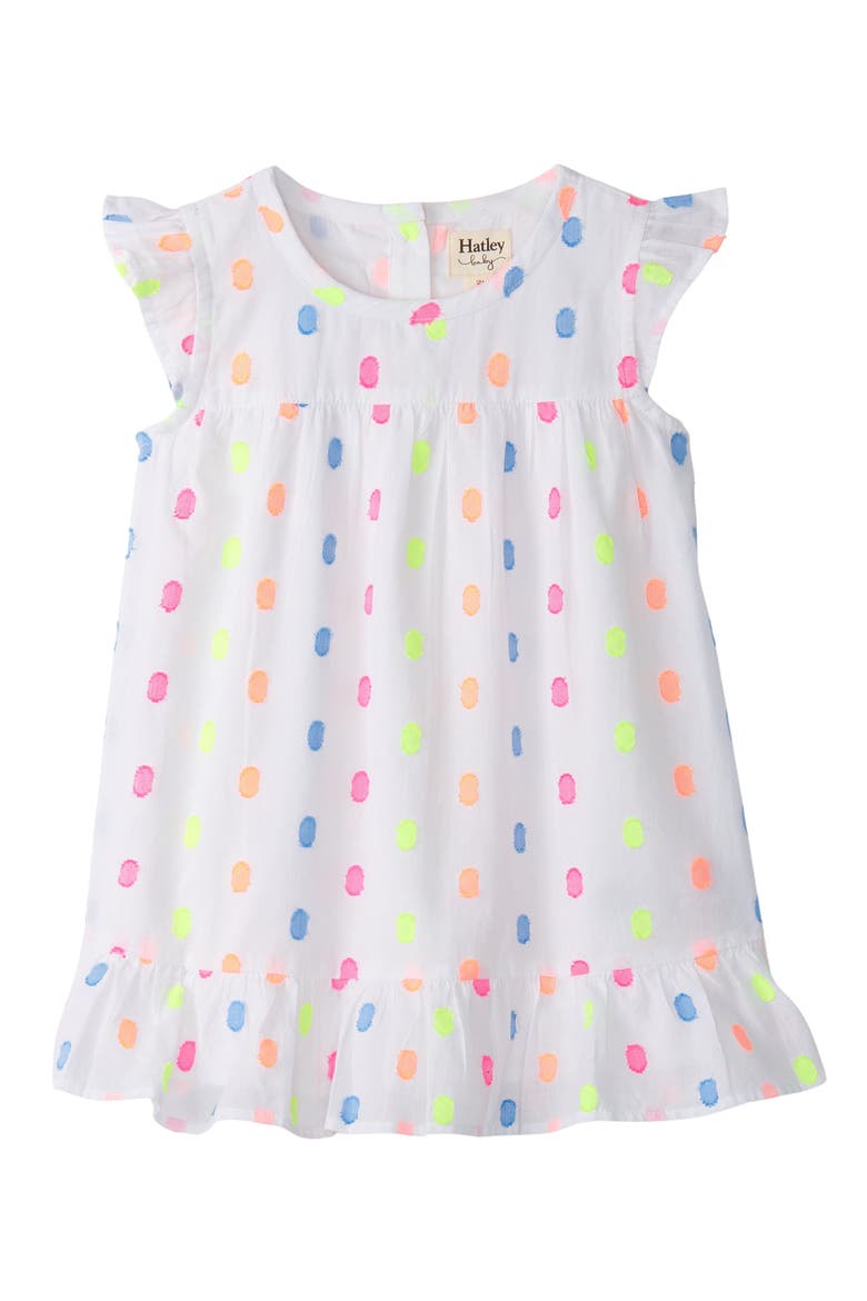 Summer Dots Cotton Blend Blend Dress, Main, color, WHITE
