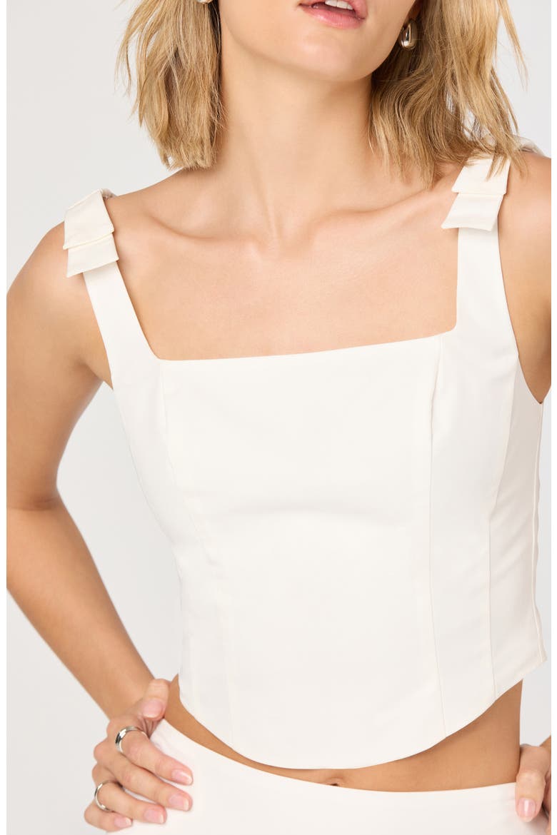 Alexcia Bow Strap Corset Top, Alternate, color, WHITE
