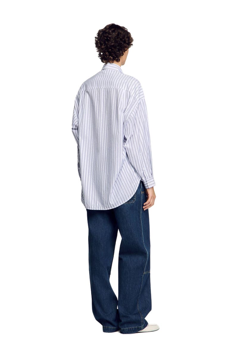 SANDRO Striped rhinestone shirt, Alternate, color, White