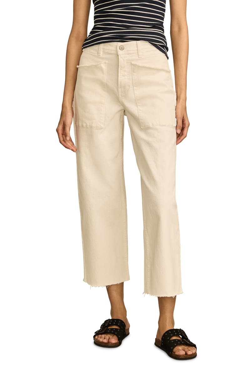 Legend Raw Hem Patch Pocket Crop Wide Leg Jeans, Main, color, BRIGHT WHITE