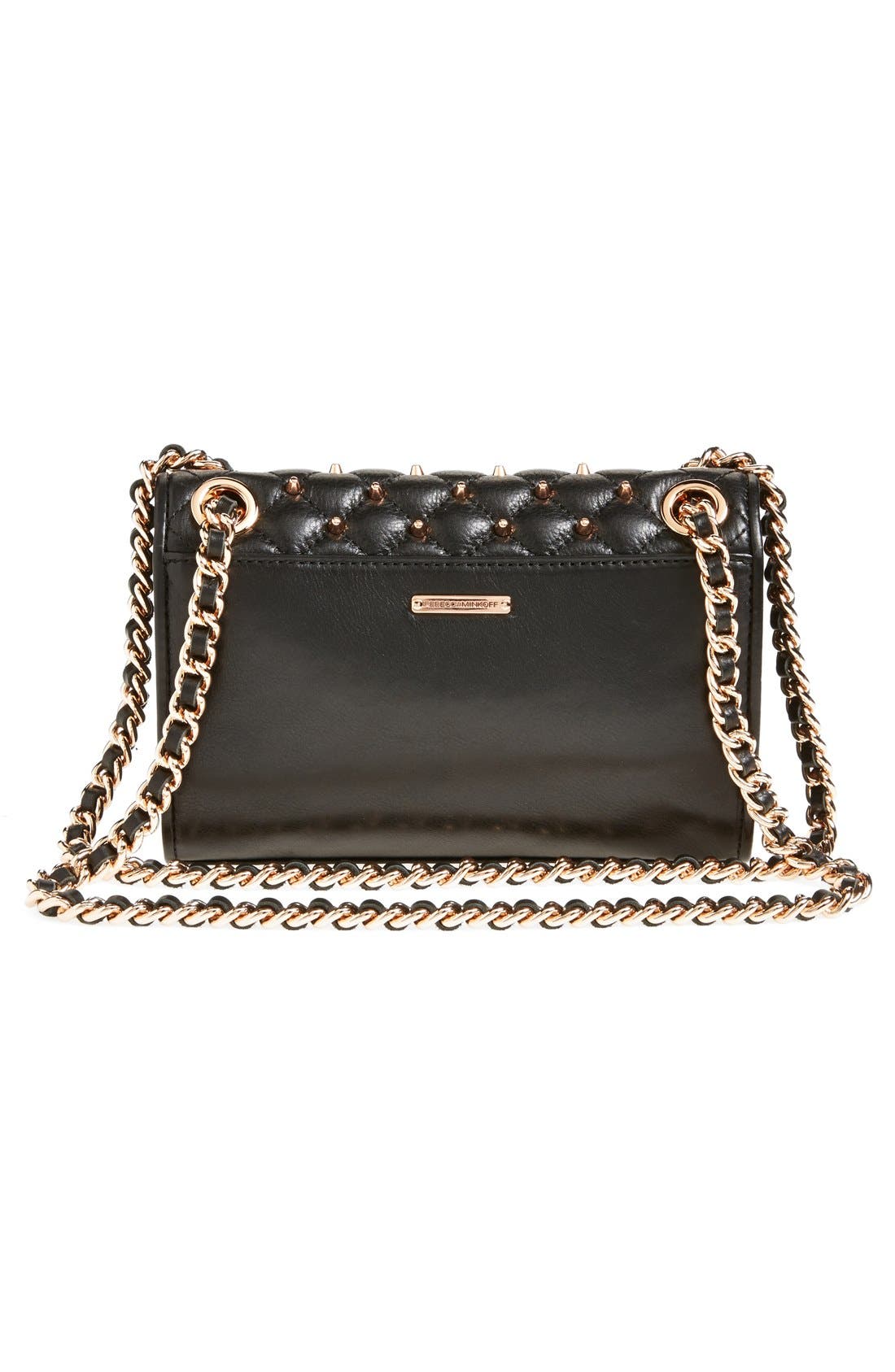 'Mini Quilted Affair with Studs' Shoulder Bag, Alternate, color, BLACK
