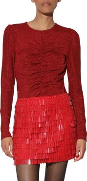 Walter Baker Justine Ruched Shimmer Knit Top