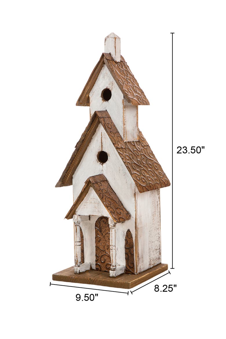 23.5"H Extra-Large Farmhouse Wood White Birdhouse, Alternate, color, White