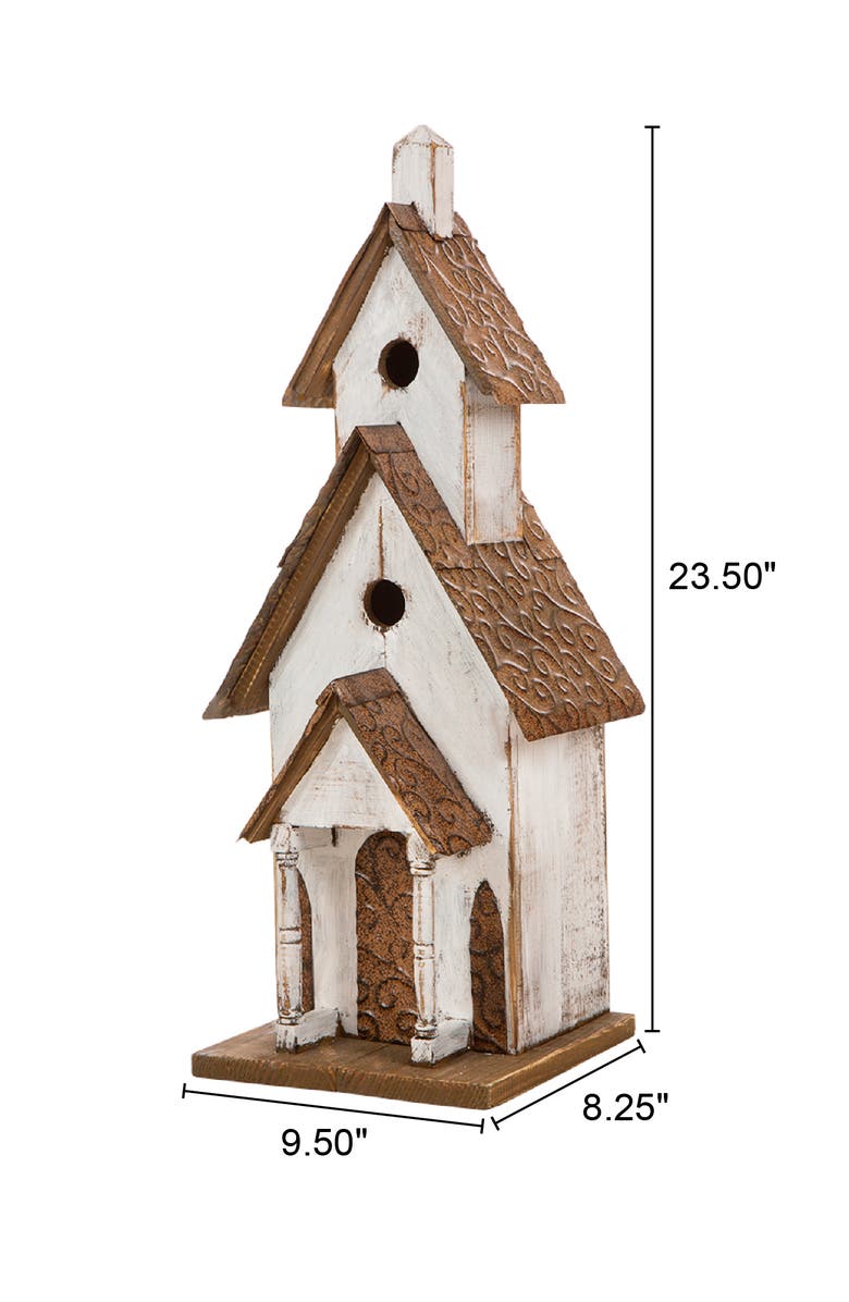 Glitzhome 23.5"H Extra-Large Farmhouse Wood White Birdhouse, Alternate, color, White