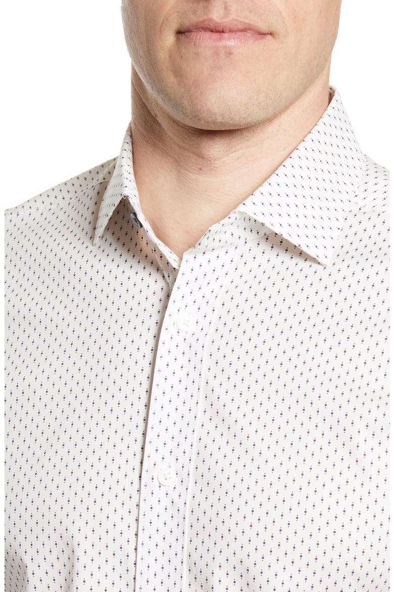 Slim Fit Stretch Non-Iron Dot Dress Shirt, Alternate, color, PURPLE