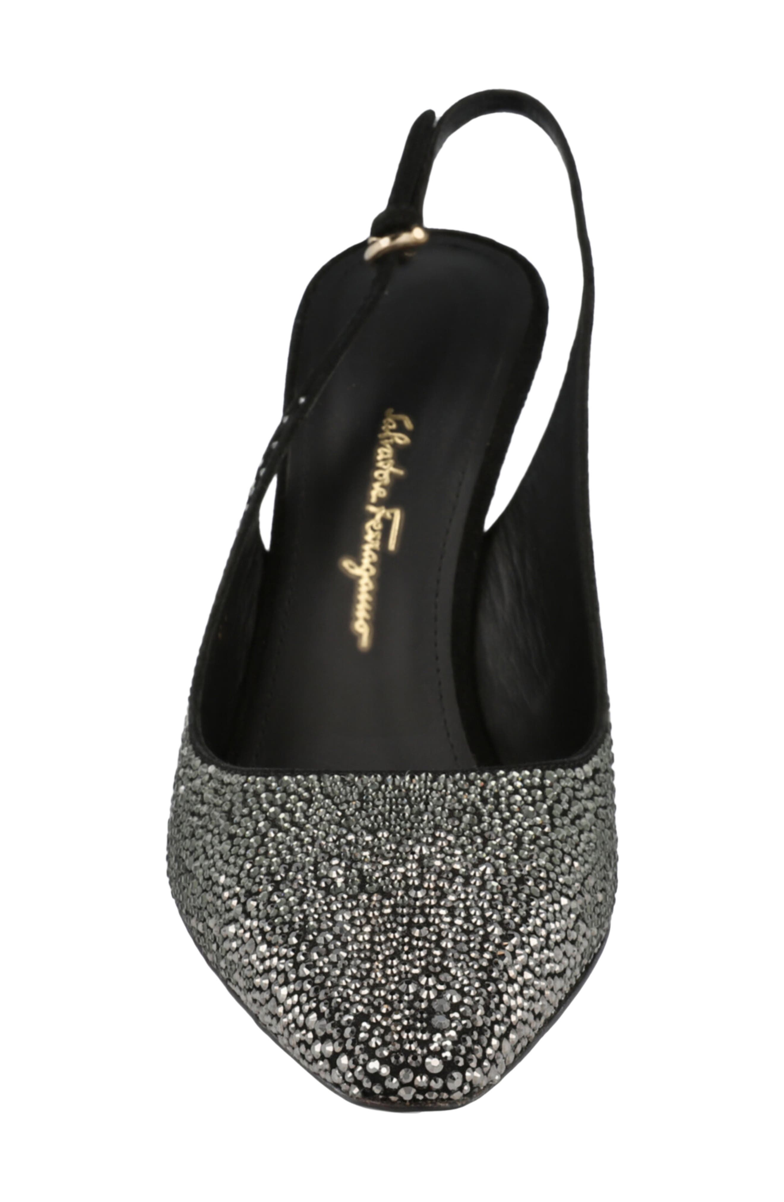 Jessie Crystal Embellished Leather Slingback Pump, Alternate, color, BLACK