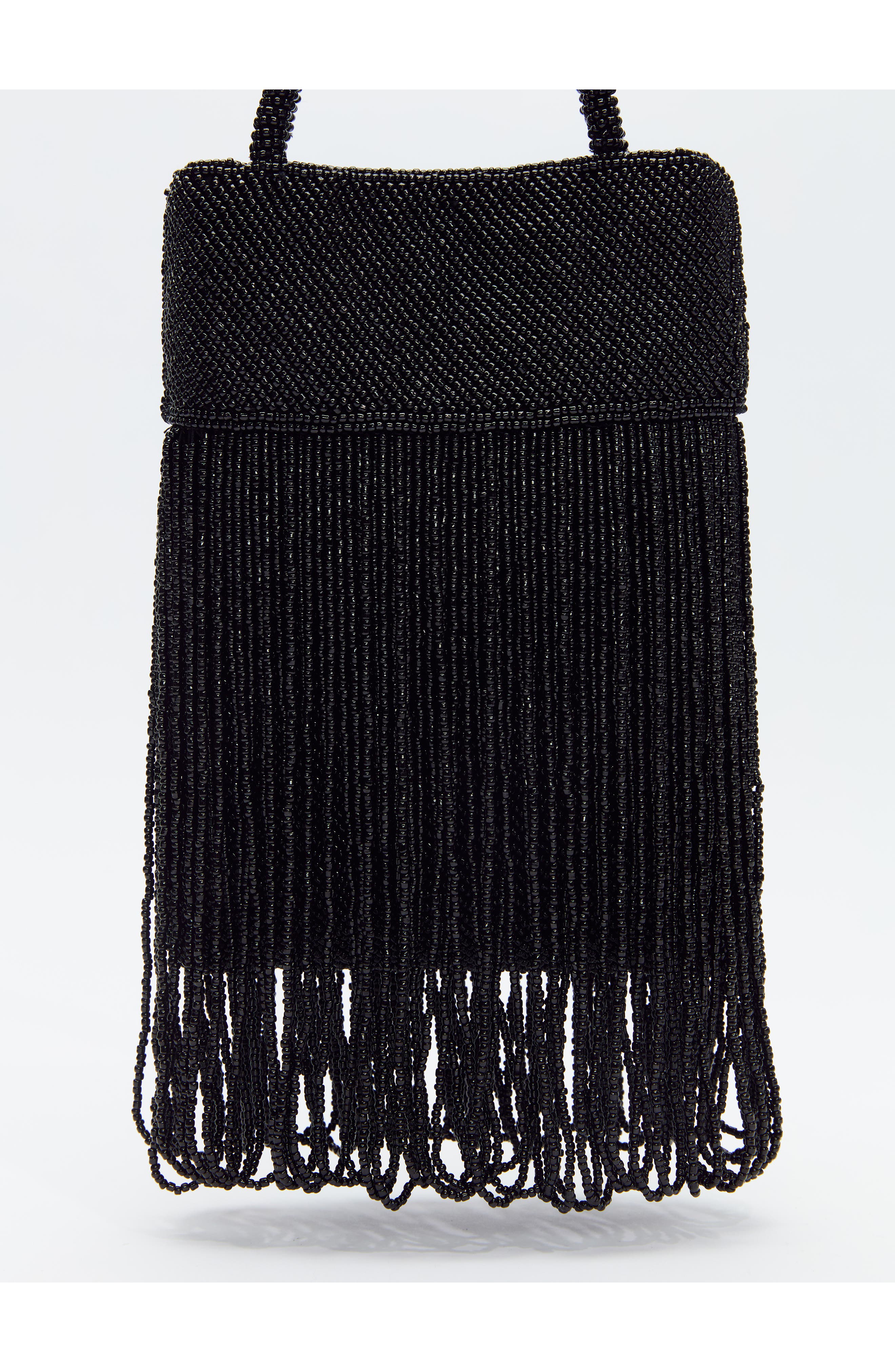Reformation Mini Valentina Beaded Bag, Main, color, Black Beaded