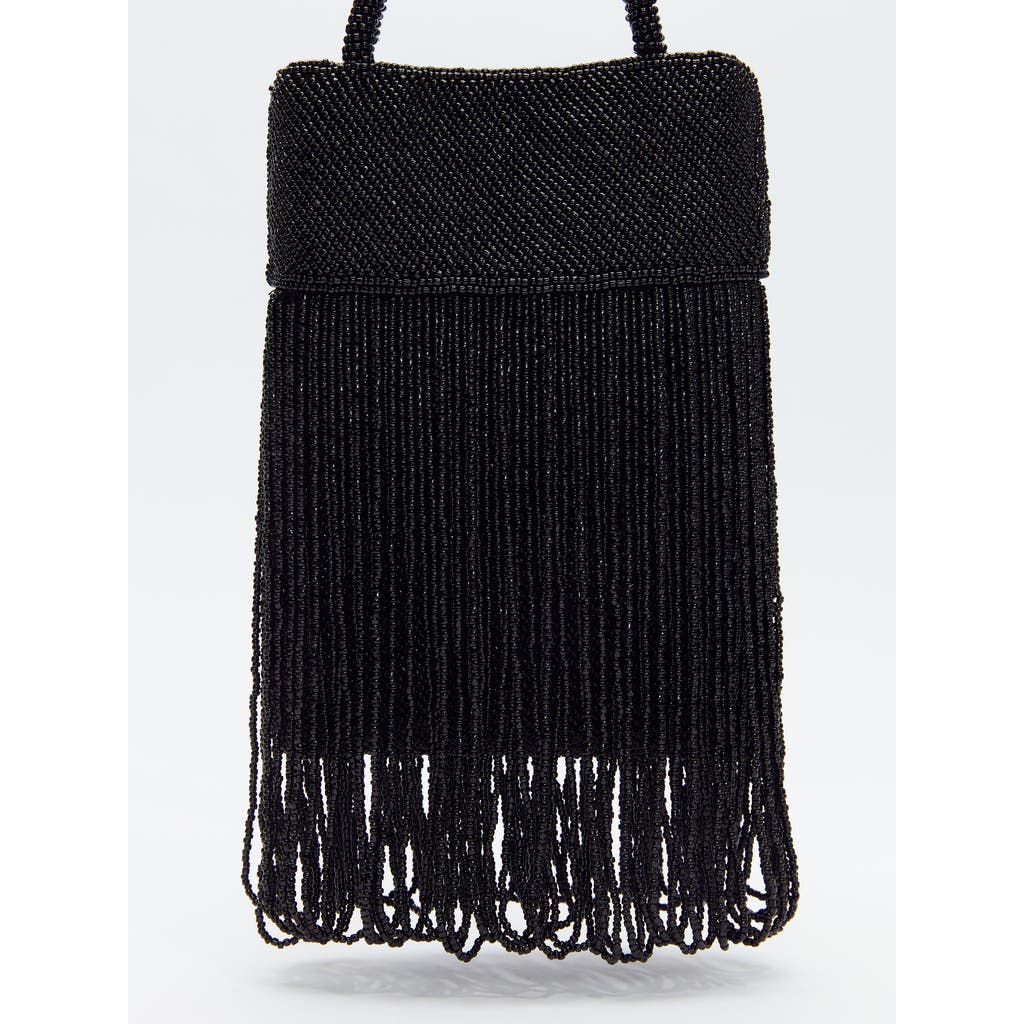 Reformation Valentina Mini Beaded Satin Shoulder Bag In Black