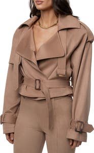 JLUXLABEL Latte Belted Crop Jacket