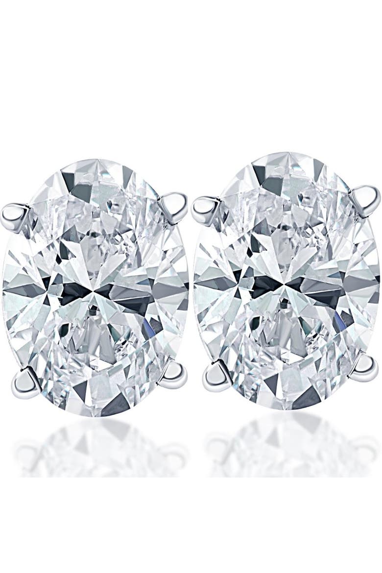 Oval Diamond Studs 14k Gold Lab Grown, Main, color, White Gold - 2Ct
