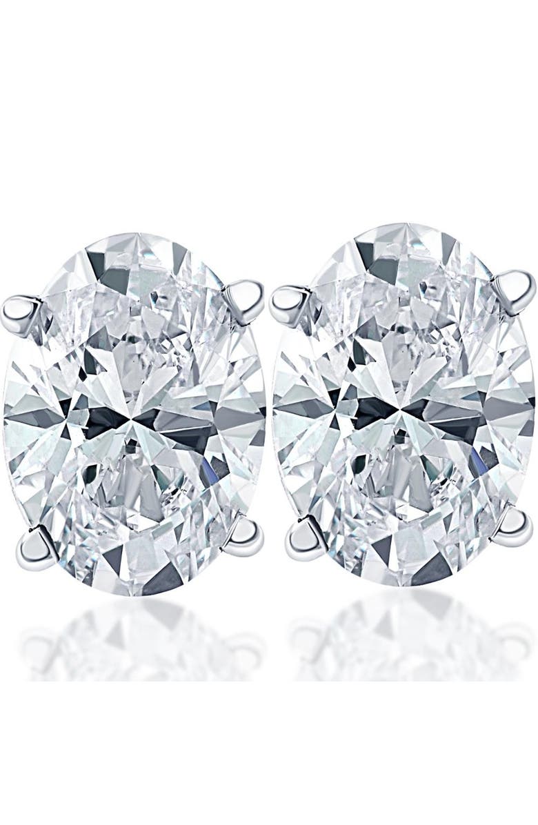 Bliss Diamond Oval Diamond Studs 14k Gold Lab Grown, Main, color, White Gold - 3Ct