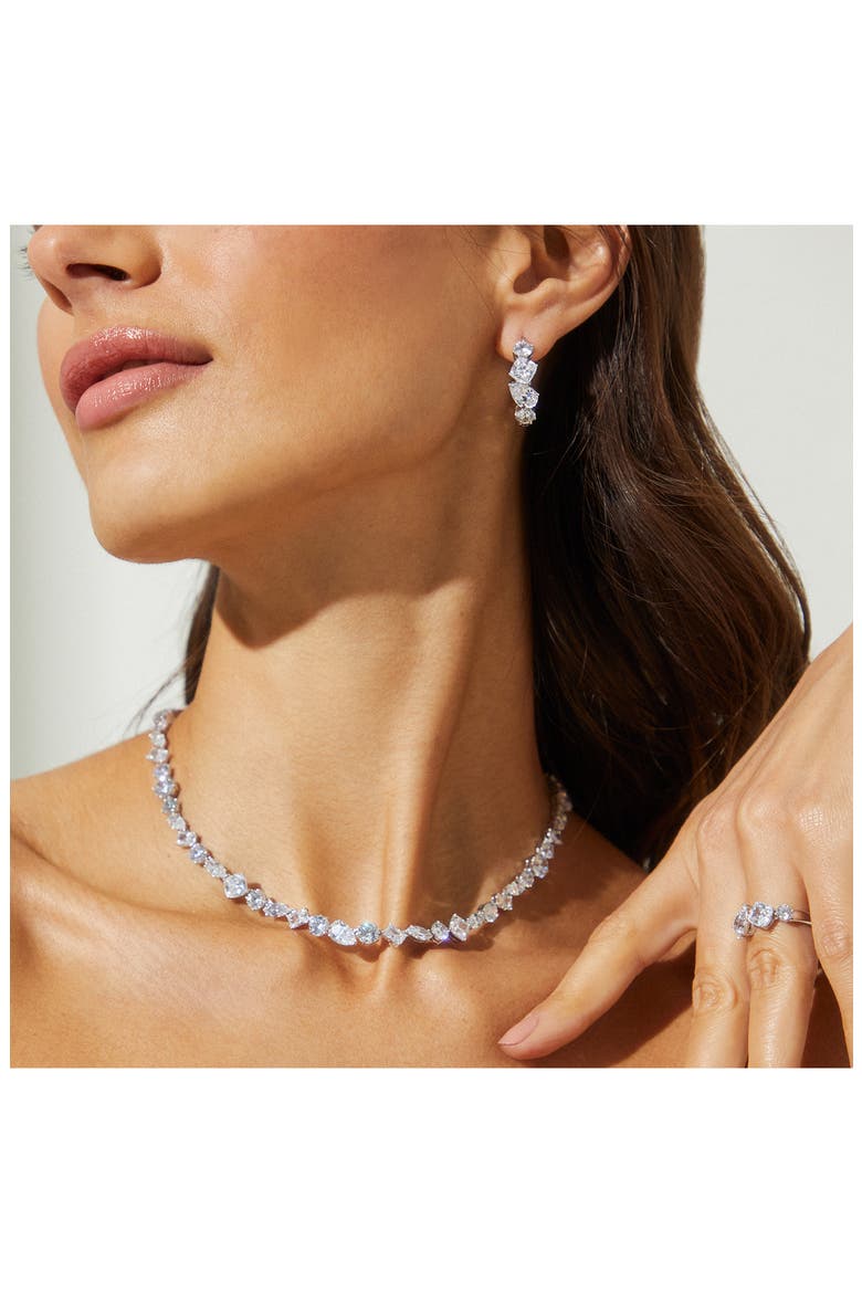 Large Cubic Zirconia Choker Necklace, Alternate, color, RHODIUM