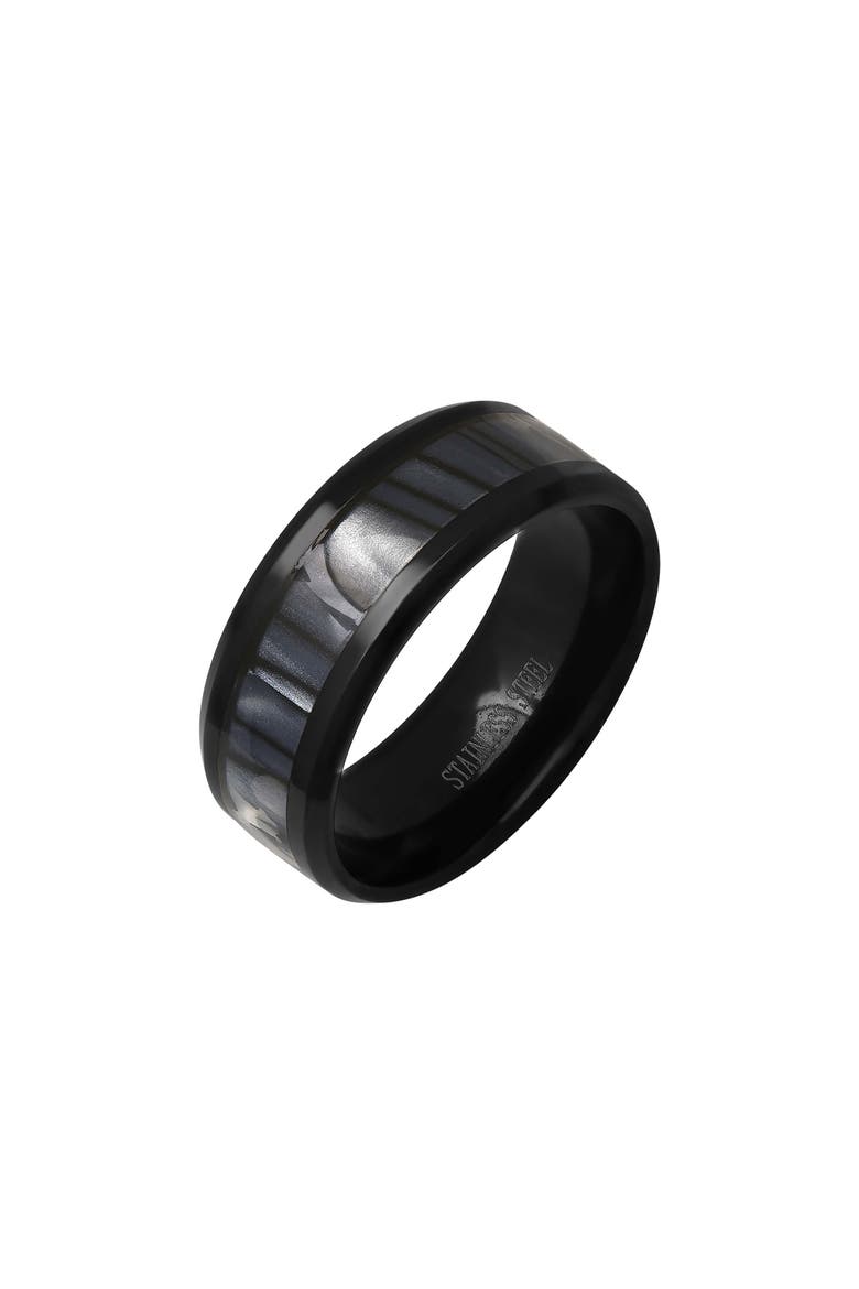 Men's Black Stainless Steel Band Ring, Alternate, color, BLACK