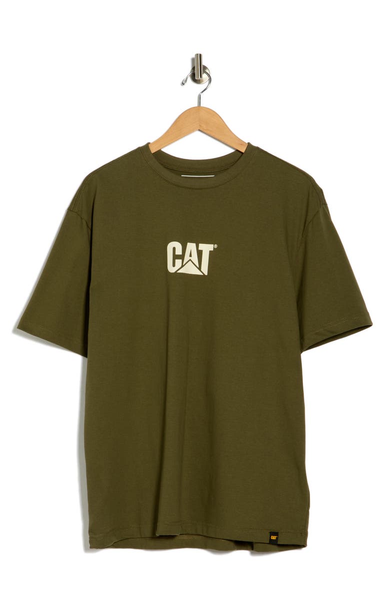 CAT WWR Washed Logo Heavyweight T-Shirt, Alternate, color, Olive Night